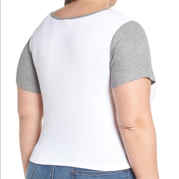 BP Baby Tee Contrast Sleeve Shrunken Top - Picture 3 of 9